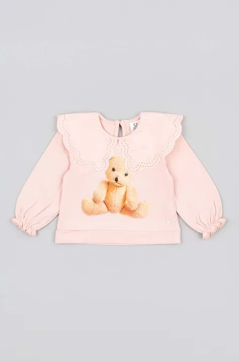 Tričko s dlhým rukávom pre bábätká zippy ružová farba