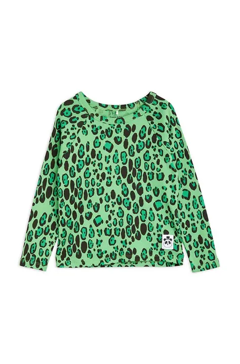 Dječja pamučna majica dugih rukava Mini Rodini boja: zelena, s uzorkom