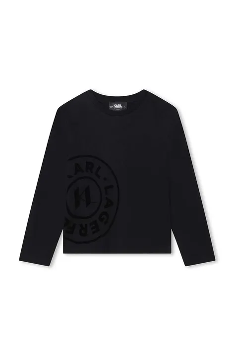 Karl Lagerfeld longsleeve bawełniany dziecięcy kolor czarny z nadrukiem