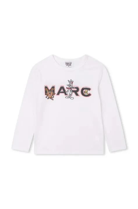 Otroška bombažna majica z dolgimi rokavi Marc Jacobs bela barva