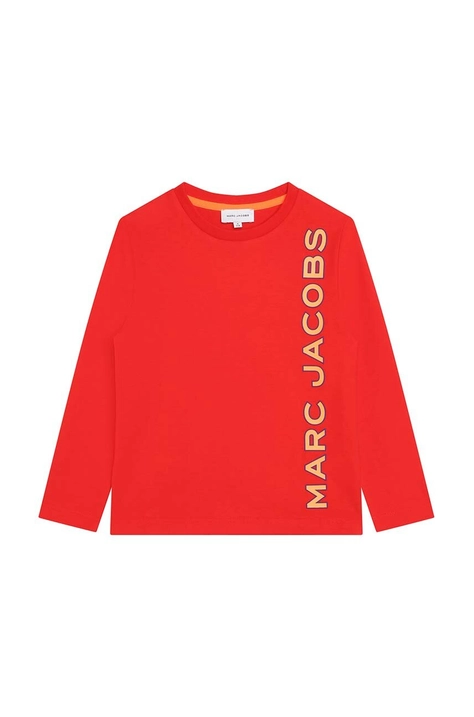 Marc Jacobs longsleeve din bumbac pentru copii culoarea rosu, cu imprimeu