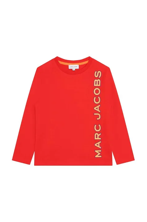 Otroška bombažna majica z dolgimi rokavi Marc Jacobs rdeča barva