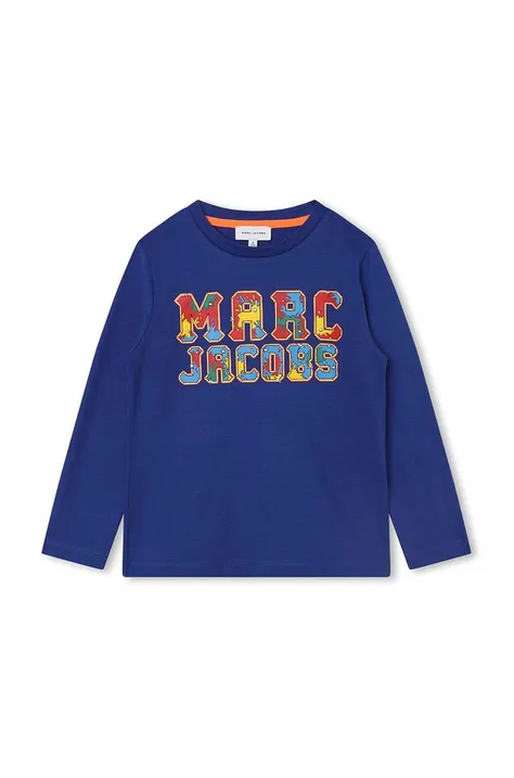 Detská bavlnená košeľa s dlhým rukávom Marc Jacobs tmavomodrá farba, s potlačou