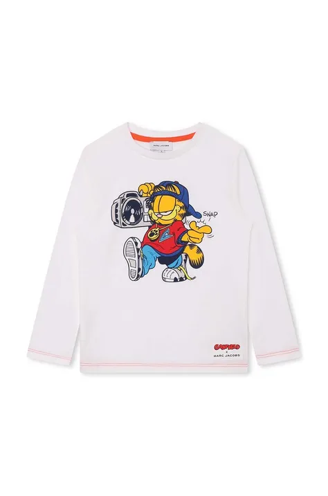 Marc Jacobs longsleeve din bumbac pentru copii culoarea alb, cu imprimeu