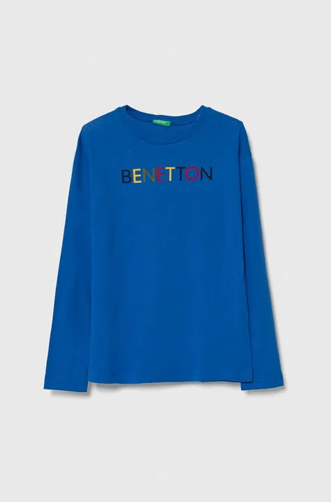 Дитячий бавовняний лонгслів United Colors of Benetton з принтом