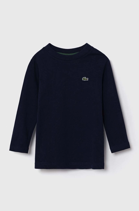 Lacoste longsleeve bawełniany dziecięcy kolor granatowy gładki