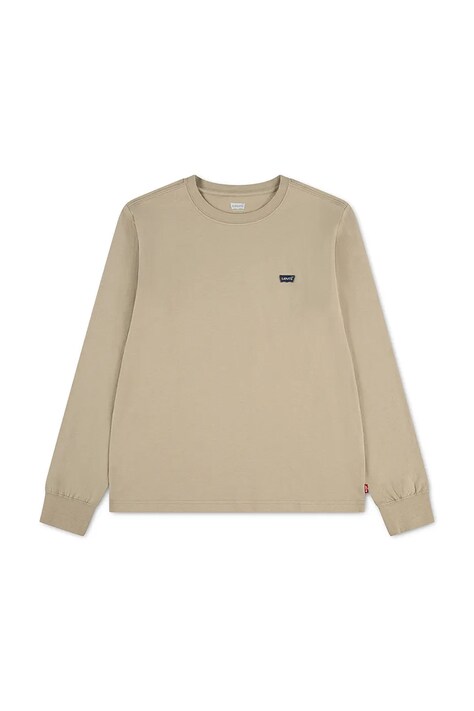 Levi's блуза с дълги ръкави за деца с памук GRAPHIC TEE SHIRT бежова 8EC706
