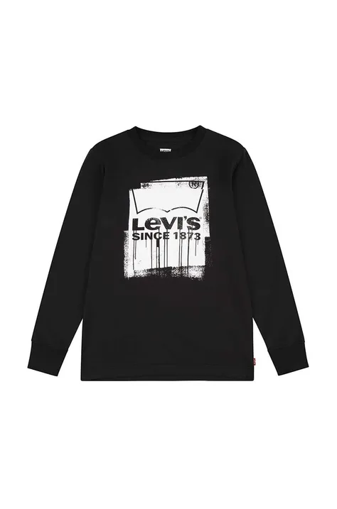 Levi's longsleeve bawełniany dziecięcy kolor czarny z nadrukiem