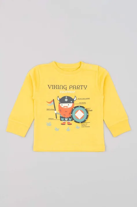 Otroška bombažna majica z dolgimi rokavi zippy rumena barva