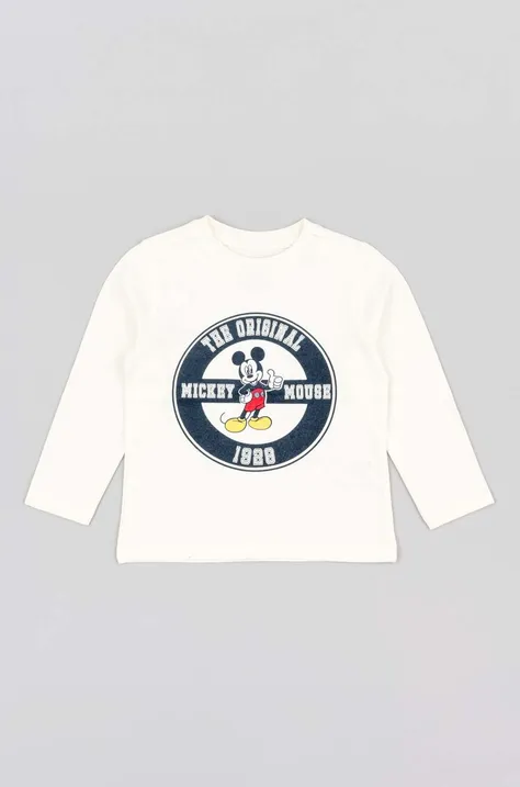 Dětské bavlněné tričko s dlouhým rukávem zippy bílá barva, s potiskem