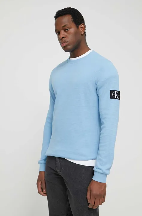 Bombažen pulover Calvin Klein Jeans bež barva