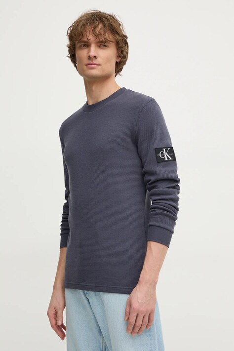 Calvin Klein Jeans hanorac de bumbac culoarea bej, cu imprimeu, J30J323485
