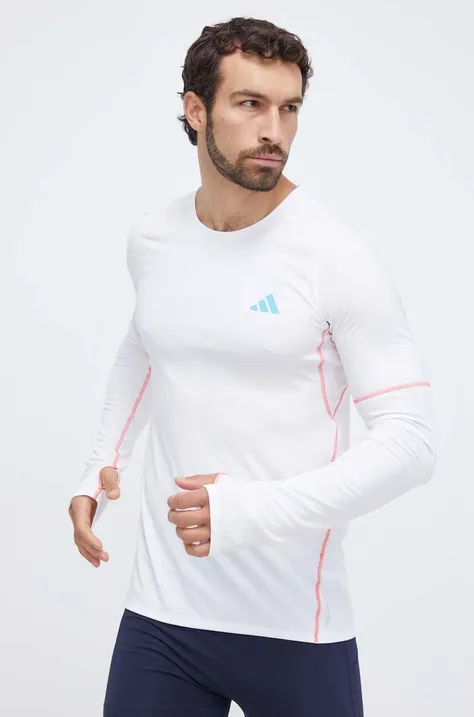 Μακρυμάνικο μπλουζάκι για τρέξιμο adidas Performance Adizero χρώμα: άσπρο
