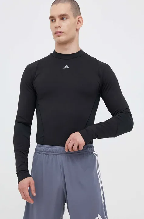 Majica z dolgimi rokavi za vadbo adidas Performance Techfit COLD.RDY črna barva