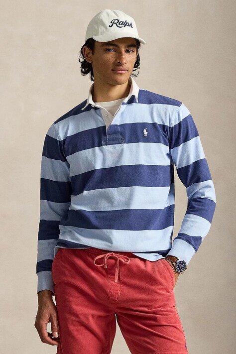Polo Ralph Lauren longsleeve męski bawełniany niebieski 710717116