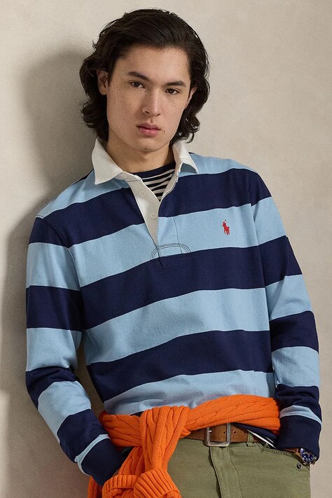 Polo Ralph Lauren pánsky bavlnený dlhý rukáv tmavomodrý