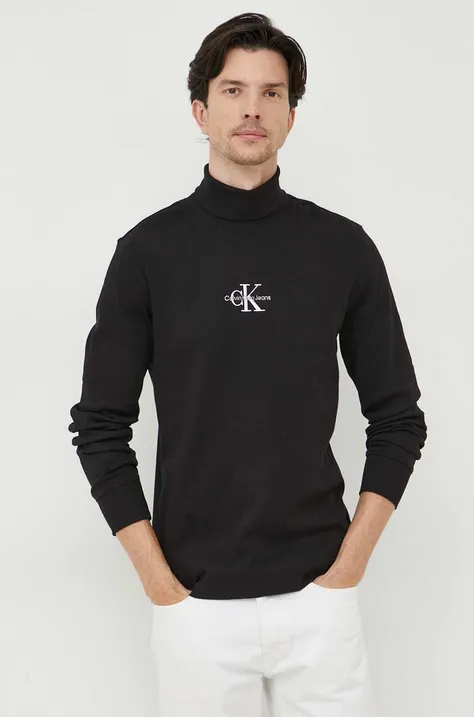 Majica z dolgimi rokavi Calvin Klein Jeans moški, črna barva