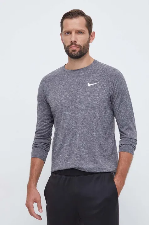 Majica z dolgimi rokavi za vadbo Nike siva barva