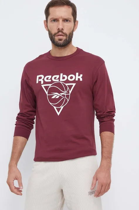 Bombažna majica z dolgimi rokavi Reebok Classic Basketball bordo barva
