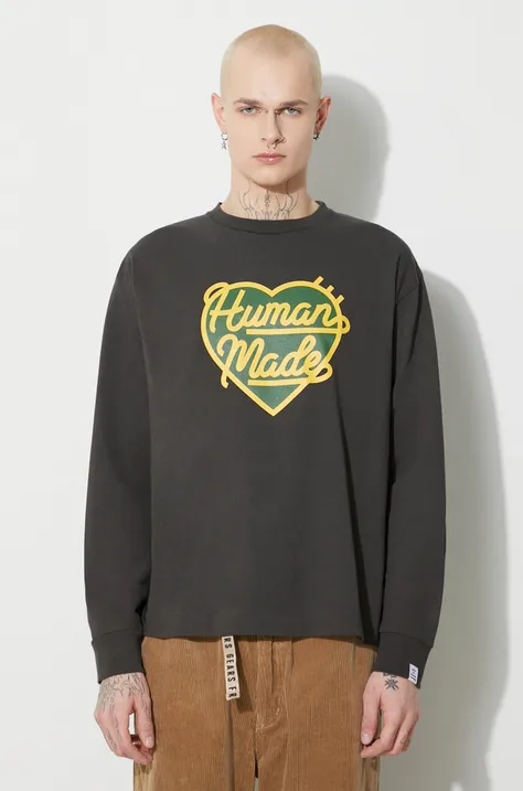 Βαμβακερή μπλούζα με μακριά μανίκια Human Made Graphic χρώμα: μαύρο, HM26CS007
