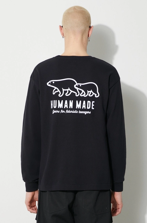 Лонгслив с примесью шерсти Human Made Wool Blended цвет синий с принтом HM26CS012