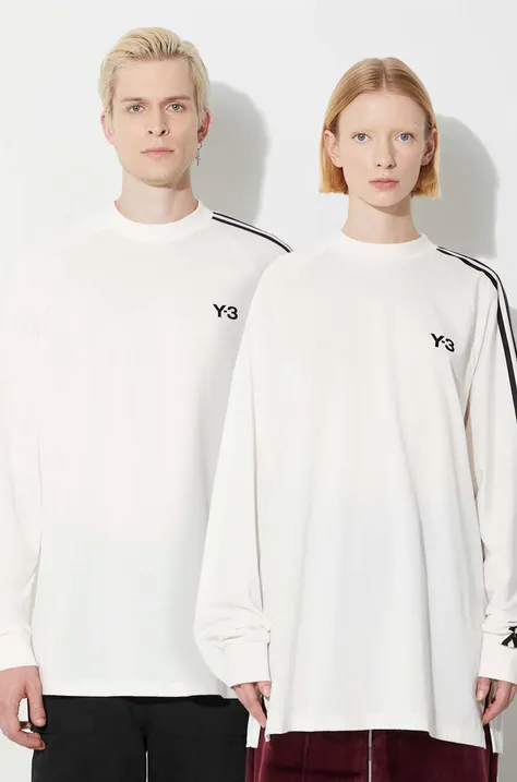 Βαμβακερή μπλούζα με μακριά μανίκια Y-3 χρώμα: άσπρο