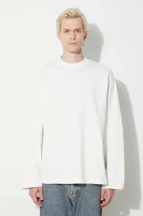 Памучна блуза с дълги ръкави ROA в бяло с изчистен дизайн