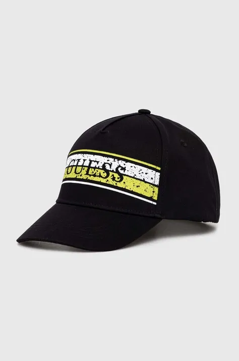 Παιδικό βαμβακερό καπέλο μπέιζμπολ Guess χρώμα: μαύρο