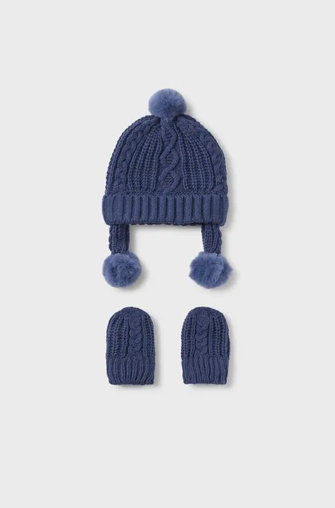 Дитяча шапка і рукавички Mayoral Newborn колір синій