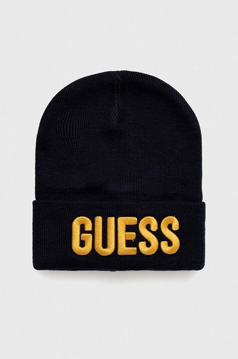 Детская шапка Guess цвет синий из тонкого трикотажа