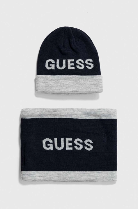 Дитяча шапка і снуд Guess колір синій