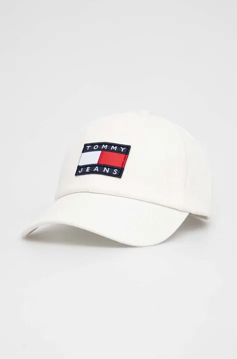 Βαμβακερό καπέλο του μπέιζμπολ Tommy Jeans χρώμα: άσπρο