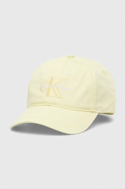 Pamučna kapa sa šiltom Calvin Klein Jeans boja: žuta, s aplikacijom, K60K610280