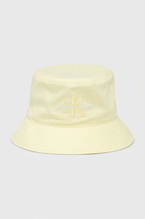 Bombažni klobuk Calvin Klein Jeans rumena barva