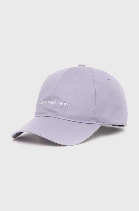 Βαμβακερό καπέλο του μπέιζμπολ Calvin Klein Jeans χρώμα: μοβ