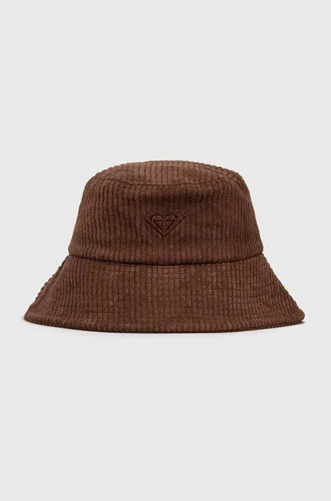 Вельветовий капелюх Roxy колір коричневий