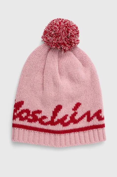Вовняна шапка Moschino колір рожевий вовна