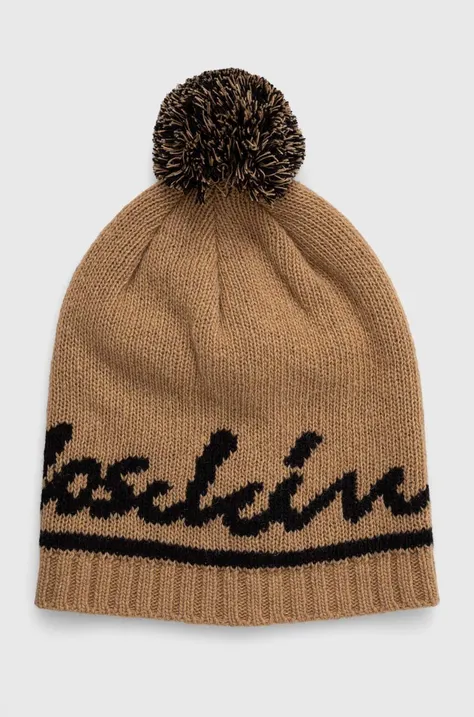 Шерстяная шапка Moschino цвет бежевый шерсть
