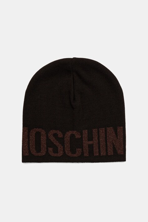 Moschino czapka z wełną kolor brązowy z cienkiej dzianiny M2997 65165