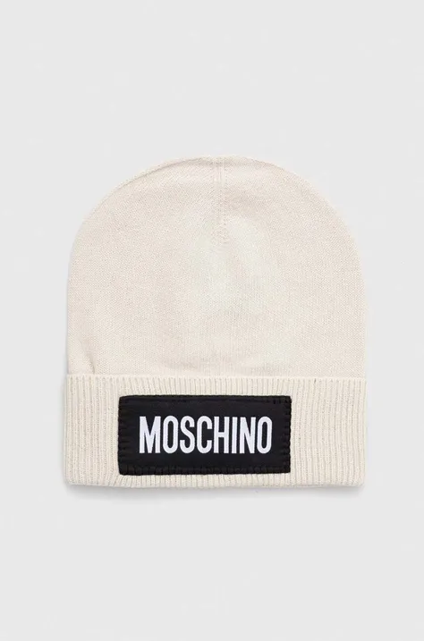 Кашемировая шапка Moschino цвет бежевый шерсть