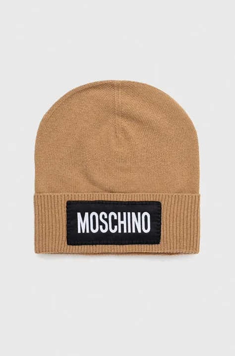 Кашмирена шапка Moschino в кафяво от вълна