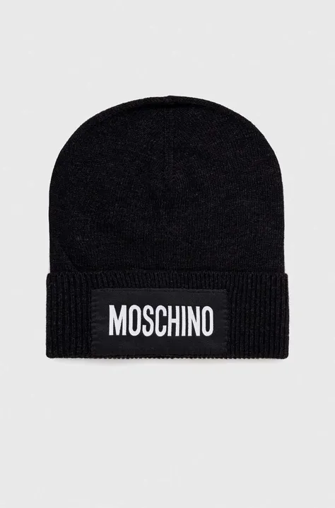 Кашмирена шапка Moschino в черно от вълна