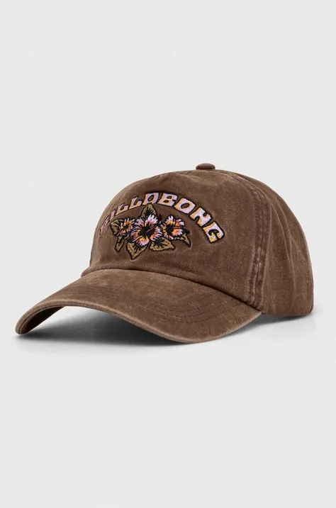 Billabong czapka z daszkiem bawełniana kolor brązowy z aplikacją