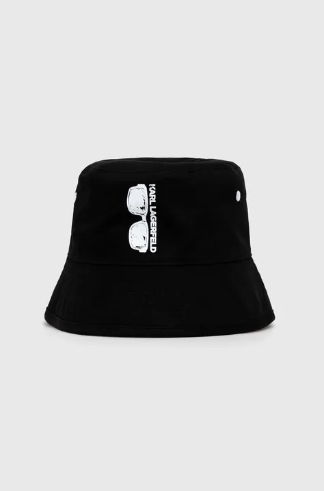 Dvostrani pamučni šešir Karl Lagerfeld boja: crna, pamučni