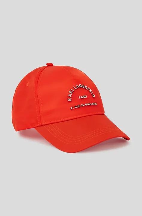 Karl Lagerfeld czapka z daszkiem kolor czerwony z aplikacją