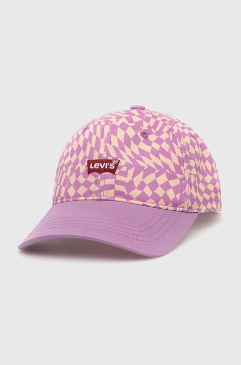 Levi's czapka z daszkiem kolor fioletowy wzorzysta