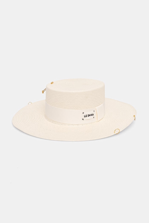 LE SH KA headwear Kapelusz damski pleciony White Canotier beżowy WhiteCanotier