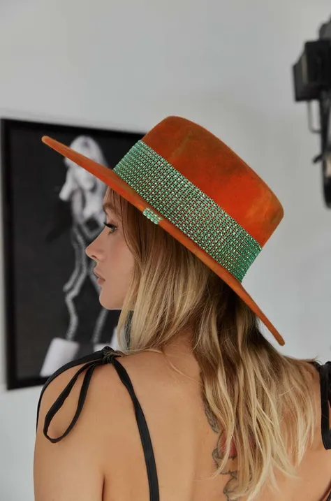 Vlnený klobúk LE SH KA headwear Malibu oranžová farba, vlnený