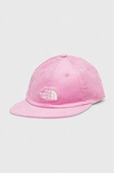 The North Face czapka z daszkiem sztruksowa kolor różowy z aplikacją