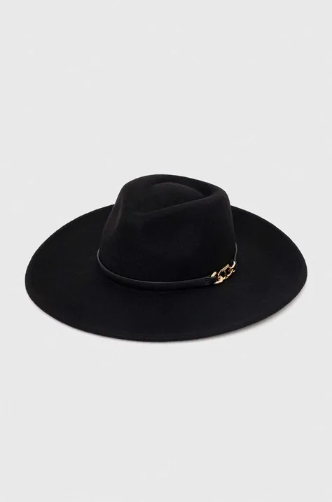 Twinset kapelusz wełniany kolor czarny wełniany